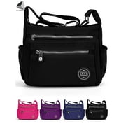 SIXTY SHADES OF GREY Sixtyshades Womens Nylon Crossbody Shoulder Handbags Waterproof Zipper Messenger Bags (Black)