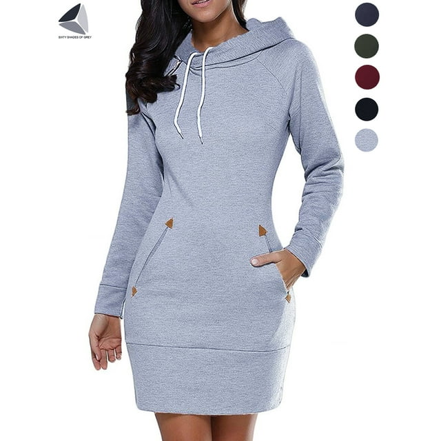 Sixtyshades Womens Winter Hoodie Dresses Slim Long Sleeve Pullover