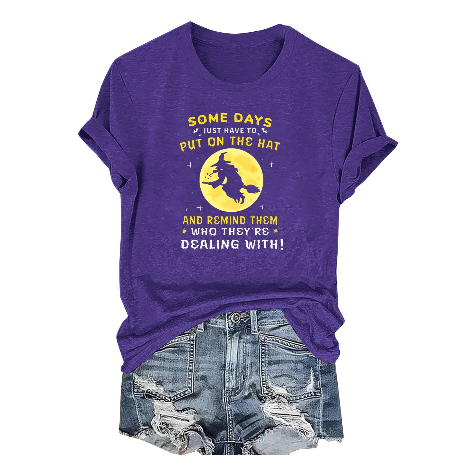 Funny Halloween Shirt For Women - Spooky Graphic Print Fall T-Shirt With Spider Web Design - View #7