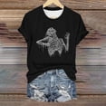 thumbnail image 1 of Sixuan Halloween Shirts for Women, Tshirts Womens Fall Fashion 2024 Plus Size Tops, Women'S Skeleton Crew Neck Print T Shirt, 1 of 4