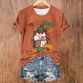 thumbnail image 1 of Sixuan Halloween Shirts for Women, Tshirts Womens Fall Fashion 2024 Tops, Women'S Casual Cartoon Pumpkin Print Round Neck Short Sleeve Top T Shirt, 1 of 4