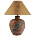 thumbnail image 1 of Siya 26 Inch Table Lamp Urn Shaped Base Deer Carvings Black Brown  - Saltoro Sherpi, 1 of 5