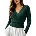 thumbnail image 1 of Siyizhua Sweaters for Women V Neck Wrap Cross Front Solid Knit Pullover Long Sleeve Tops Casual Fall Sweater, 1 of 8
