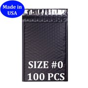 Size #0 6.5x9 Interior BLACK Poly Bubble Mailers with Self Seal- 100 QTY !