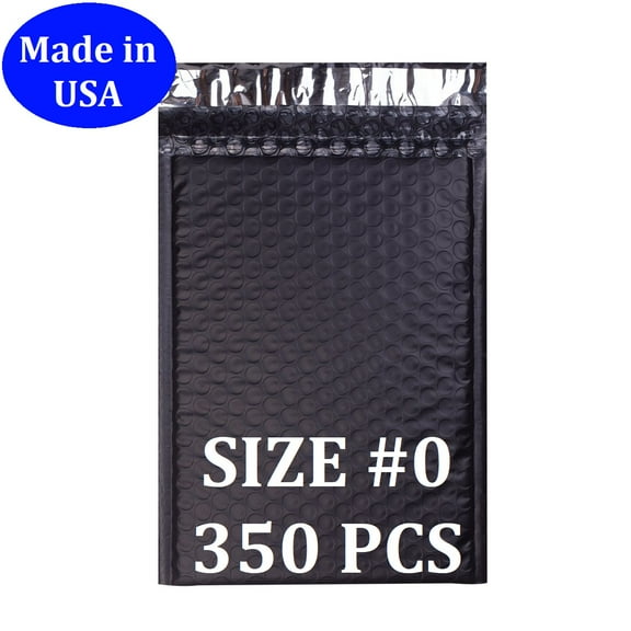 Size #0 (6.5"x9" Interior) Black Poly Bubble Mailers with Self Seal- 350 QTY (Value Case) Fast Shipping!