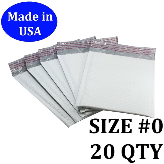 Size #0 (6.5"x9" Interior) Poly Bubble Mailers with Self Seal- 20 QTY Fast Shipping!