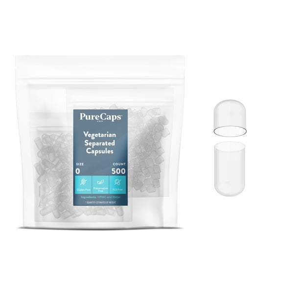Size 0 Separated Clear Vegetarian Capsules