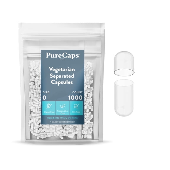 Size 0 Separated Clear Vegetarian Capsules