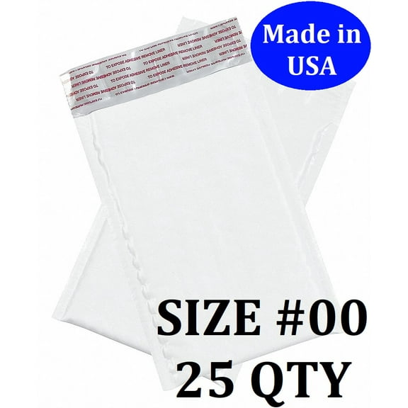 Size #00 (5"x9" Interior) Poly Bubble Mailers with Self Seal- 25 QTY Fast Shipping!