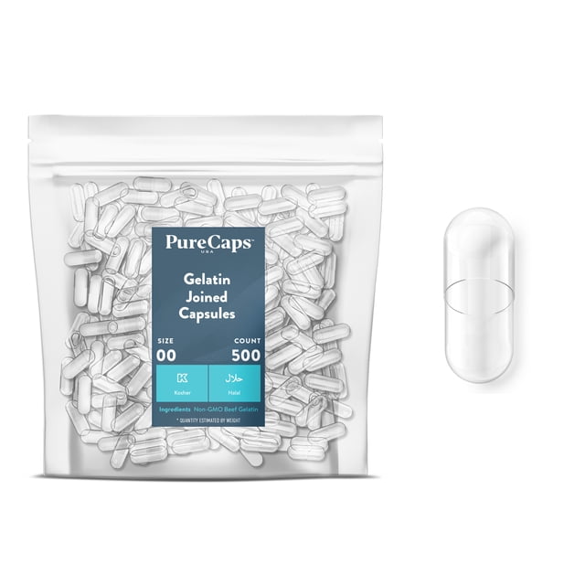 Size 00 Joined Clear Gelatin Capsules