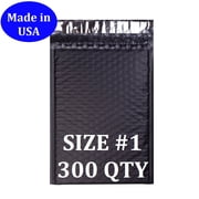 Size #1 7.25x11 Interior Black Poly Bubble Mailers with Self Seal- 300 QTY Value Case !
