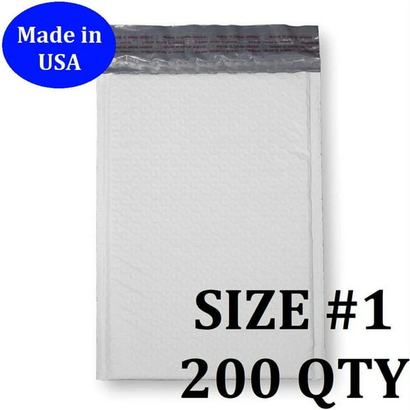 Size #1 (7.25"x11" Interior) Poly Bubble Mailers with Self Seal- 200 QTY (Value Case) Fast Shipping!
