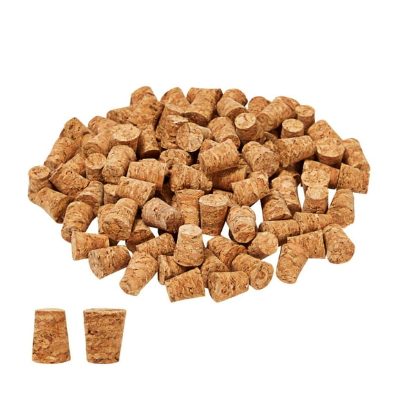 Size #1 Tapered Cork Plugs for Test Tubes, Mini Bottle Stoppers, DIY Crafts (0.4 x 0.3 x 0.5 In, 100 Pack)