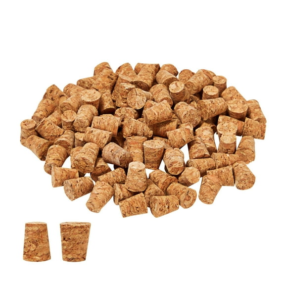 Size #1 Tapered Cork Plugs for Test Tubes, Mini Bottle Stoppers, DIY Crafts (0.4 x 0.3 x 0.5 In, 100 Pack)