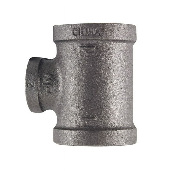 Size 1 x 1/2", Class 150, Malleable Iron Black Pipe Reducing Tee