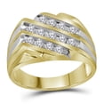 thumbnail image 1 of Size 10 - 10k Yellow Two-tone Gold Mens Round Channel-set Diamond Cluster Ring (1/2 Cttw), 1 of 2