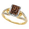 thumbnail image 1 of Size 10.5 - 10k Yellow Gold Round Chocolate Brown Diamond Cluster Ring 1/6 Cttw, 1 of 2