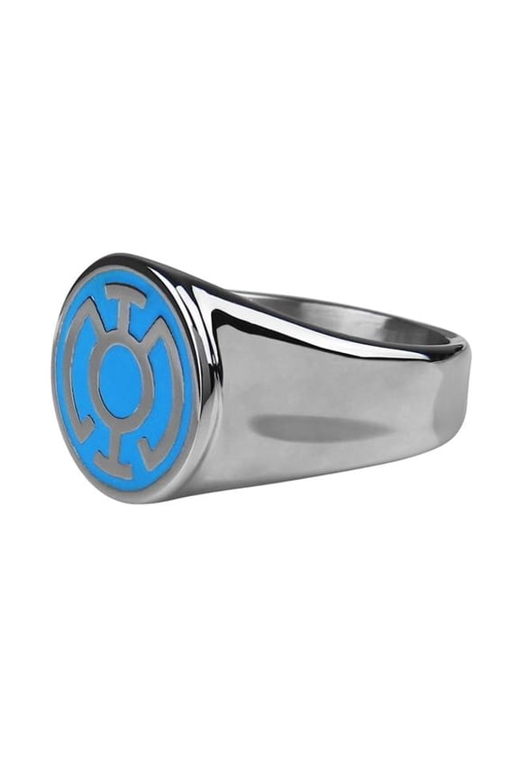 Size 10 Blue Lantern Symbol Stainless Steel Ring - Size 10
