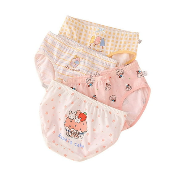 Size 10 Girls Underwear Cute Prints Seamless Edges Active Wear Little Girls' Briefs Baby Undies Pack of 4 Light Pink XXXXL