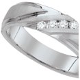 thumbnail image 1 of Size - 10 - Solid 10k White Gold Round White Diamond Men's Channel Set Wedding Band OR Fashion Ring (1/4 cttw), 1 of 2