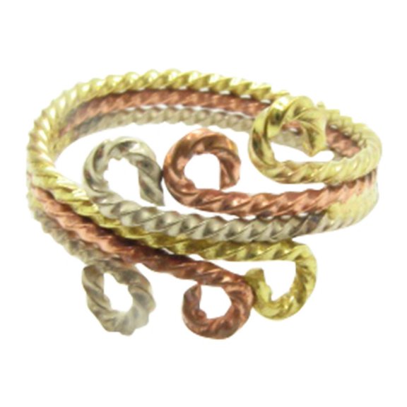 Size 10 Tri -Metal - Copper, Nickel and Brass Ring CR444 - 1/2 an inch wide.