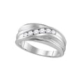 thumbnail image 1 of Size - 12.5 - Solid 10k White Gold Round White Diamond Men's Channel Set Wedding Band OR Fashion Ring (1/3 cttw), 1 of 2