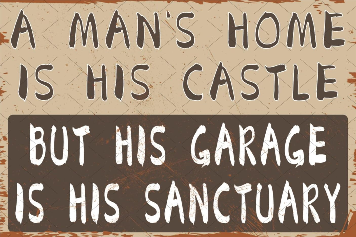 Cartello In Metallo Divertente Per Garage: 'A Man's Home Is His Castle But His Garage Is His Sanctuary' – Decorazione Da Parete Retrò, 24x? Cm - 2