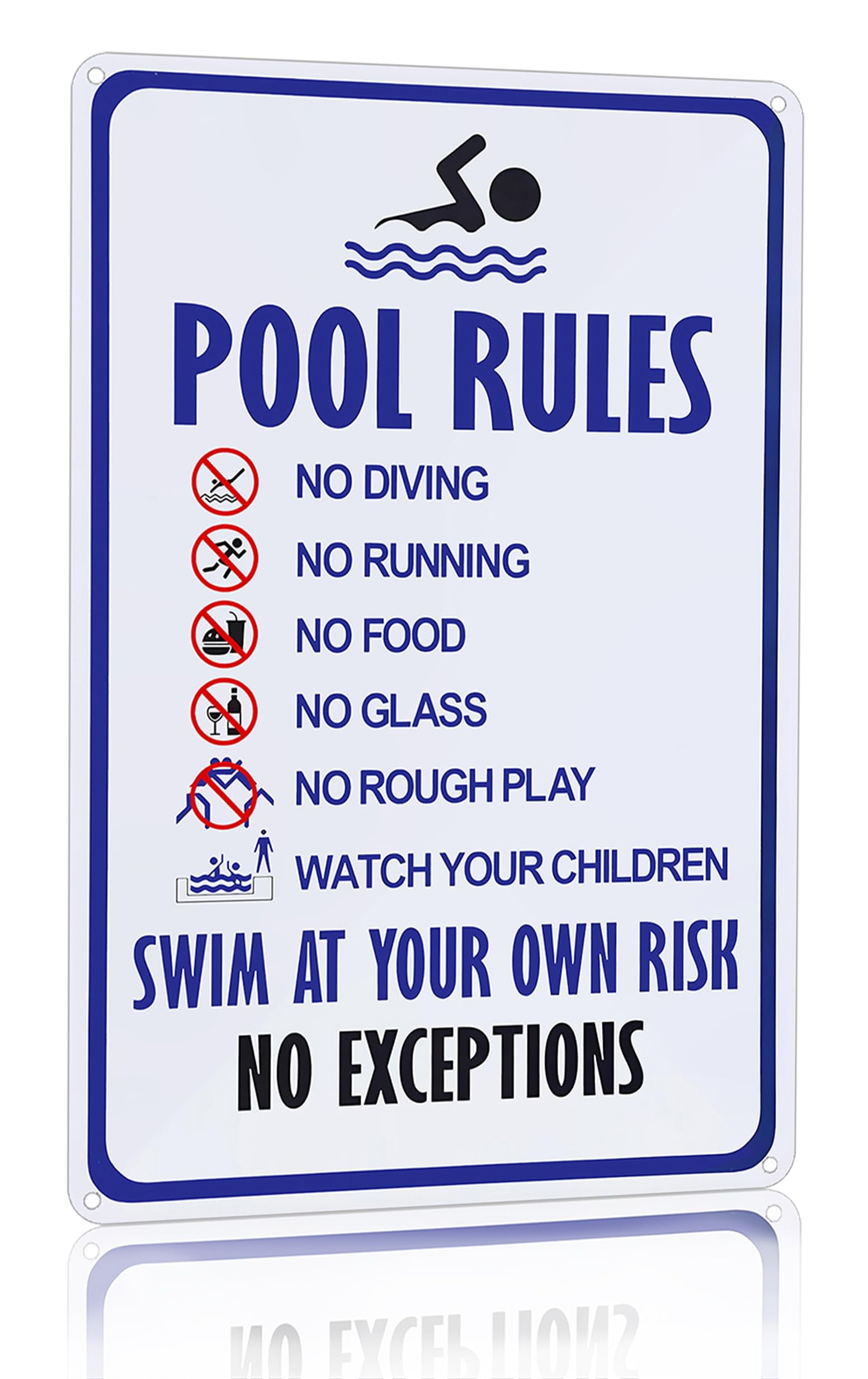 GLOBLELAND Plaque en Aluminium avec Inscription Pool Rules Swim at Your GLOBLELAND Plaque en Aluminium avec Inscription Pool Rules Swim at Your