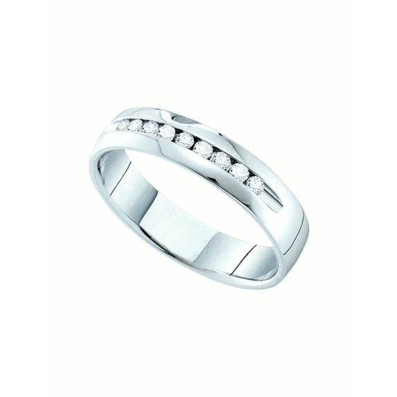 Size - 12 - Solid 14k White Gold Round White Diamond Men's Channel Set Wedding Band OR Fashion Ring (1/2 cttw)