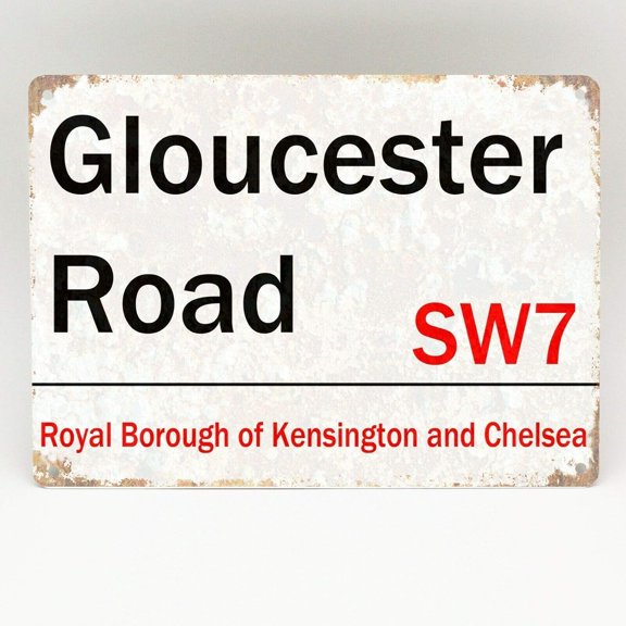 Size: 12x8 Inches Gloucester Road Metal Sign London Street Road Retro Wall Door Plaque Outdoor Decoration Plaque
