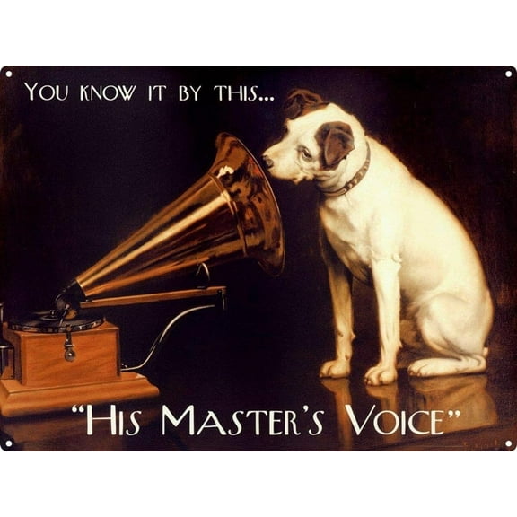 Size: 12x8 Inches His Master'S Voice Metal Wall Art Tin Sign Metal Tin Sign,