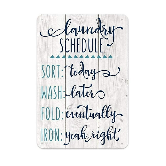Size: 12x8 Inches Laundry Sign - Laundry Schedule Funny Wall Metal Sign