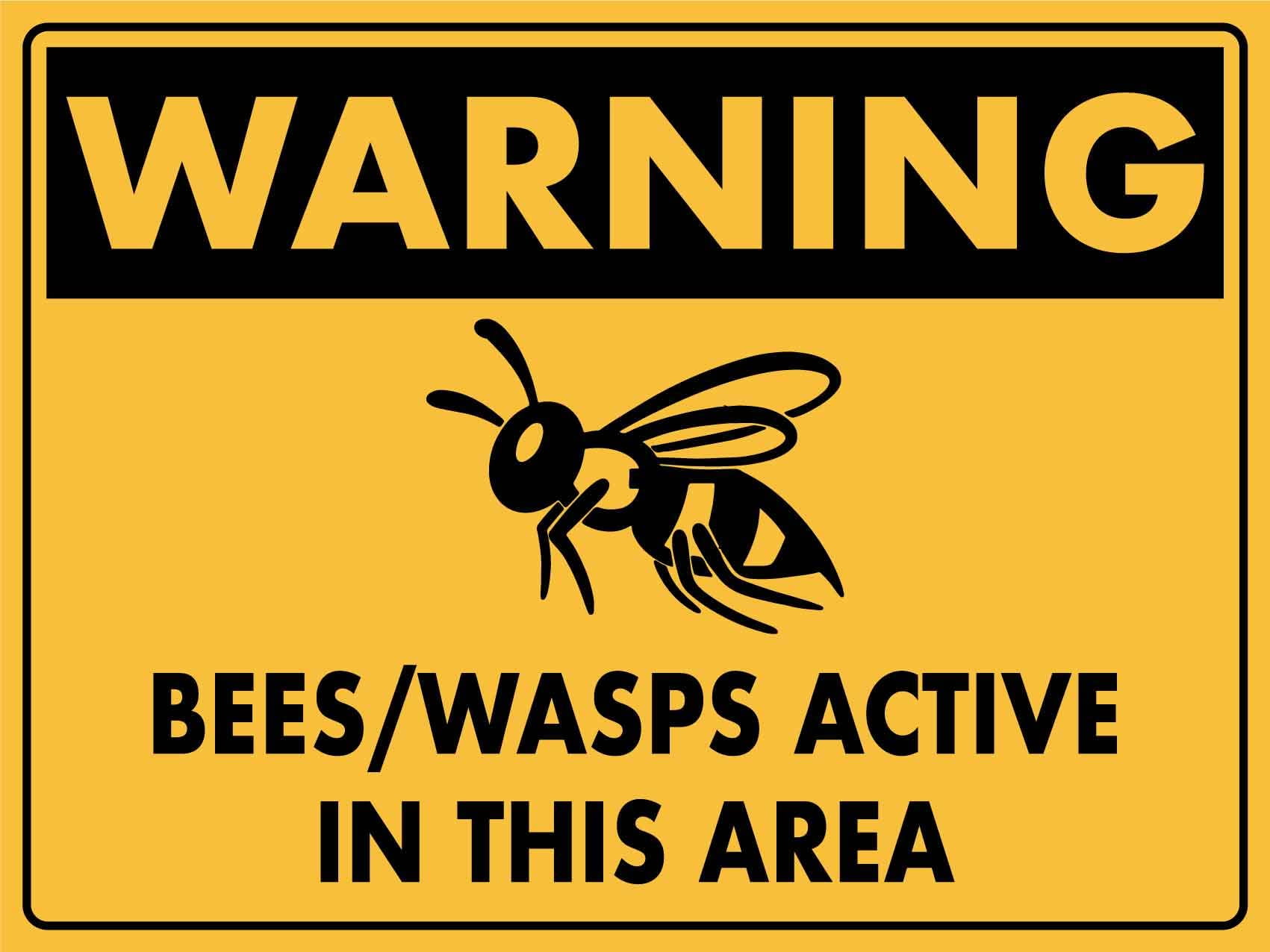 Size: 12x8 Inches Metal Tin Sign Warning Bees Wasps Active In This Area ...
