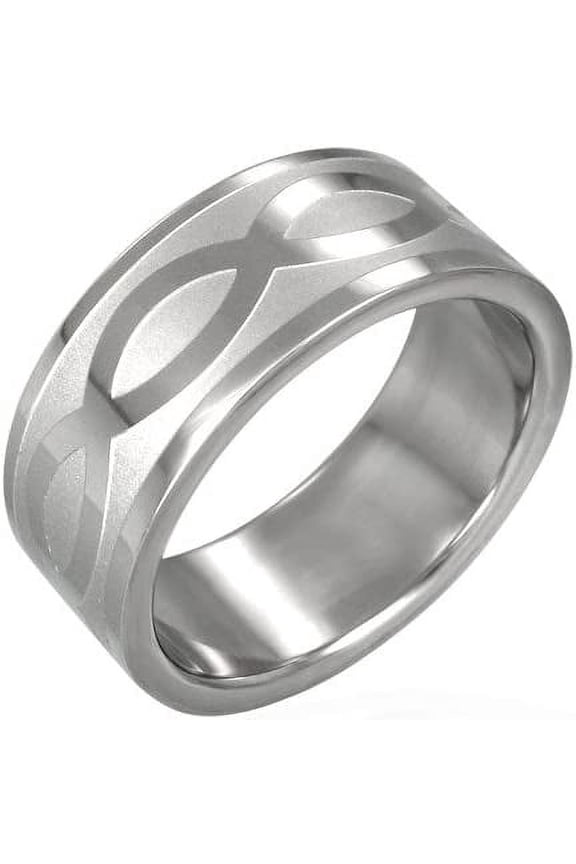 Size 13 Mens / Ladies Stainless Steel Celtic Infinity Flat Band Ring