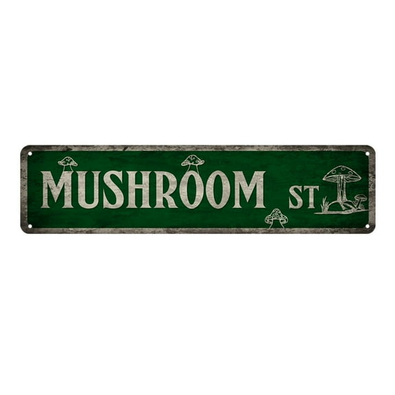 Size: 16*4 Inches Mushroom St Sign Vintage Mushroom Metal Aluminum Sign Mushroom Wall Decor Mushroom Posters Mushroom Kitchen Accessories for Home Decor Bathroom Kitchen House Wall Decor