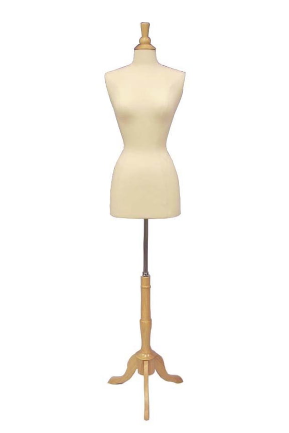 Size 24 Female Foam Dress Form with Natural Wood Round Base & Neck Cap | Model #JF-F2/4W