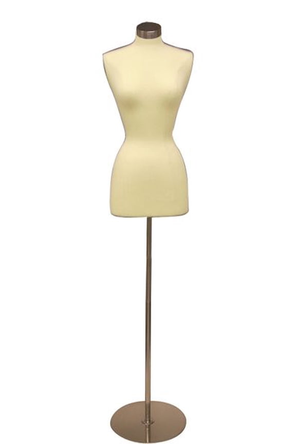 Size 24 Female Foam Dress Form with Silver Metal Round Base & Neck Cap | Model #JF-F2/4W