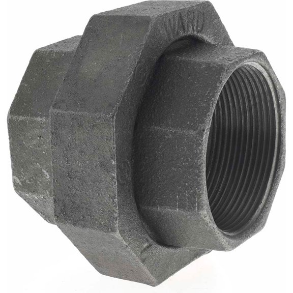 Size 2", Class 150, Malleable Iron Black Pipe Union