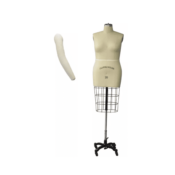 Size 20 Linen Half Body Pro Female Dress Form Mannequin with Arm & Padding Kit