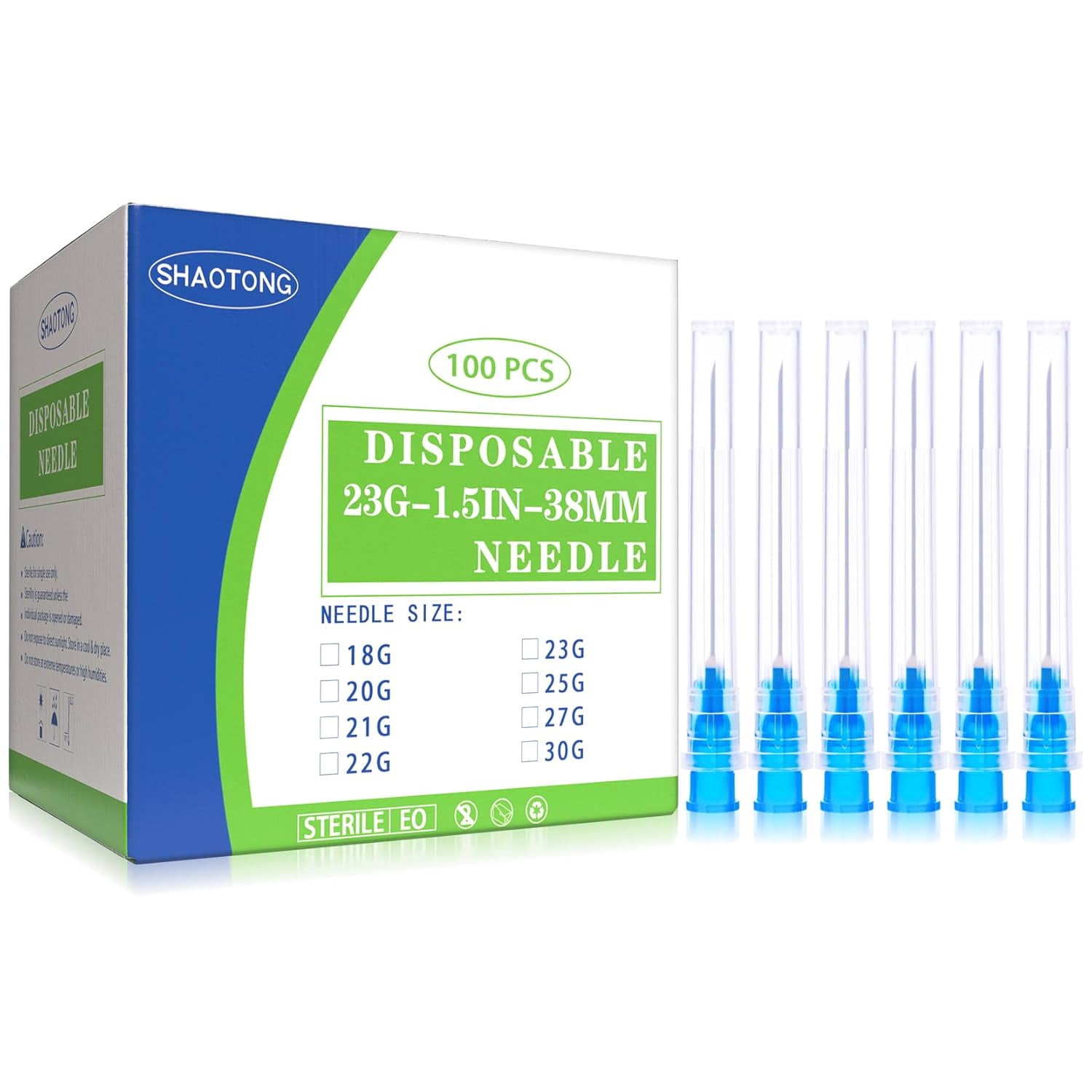 Size 23 needles, 1.5 inches, accessories, disposable laboratory supplies, 100 packs