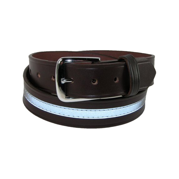 Size 32 Mens Leather 1 1/2 inch Reflective Work Belt, Brown