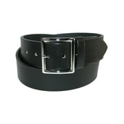 Size 32 Mens Leather Garrison Belt with Hidden Elastic, Black