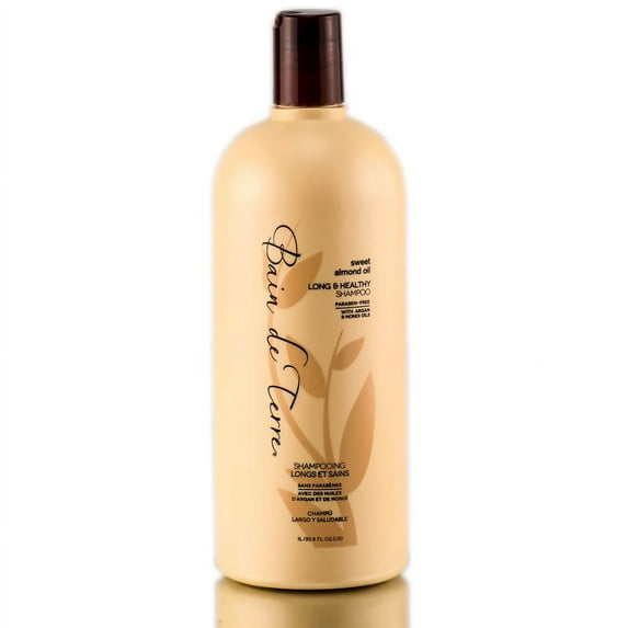 Size : 33.8 oz , Bain de Terre Sweet Almond Oil Long & Healthy Shampoo Hair, Pack of 2 w/ SLEEKSHOP Teasing Comb