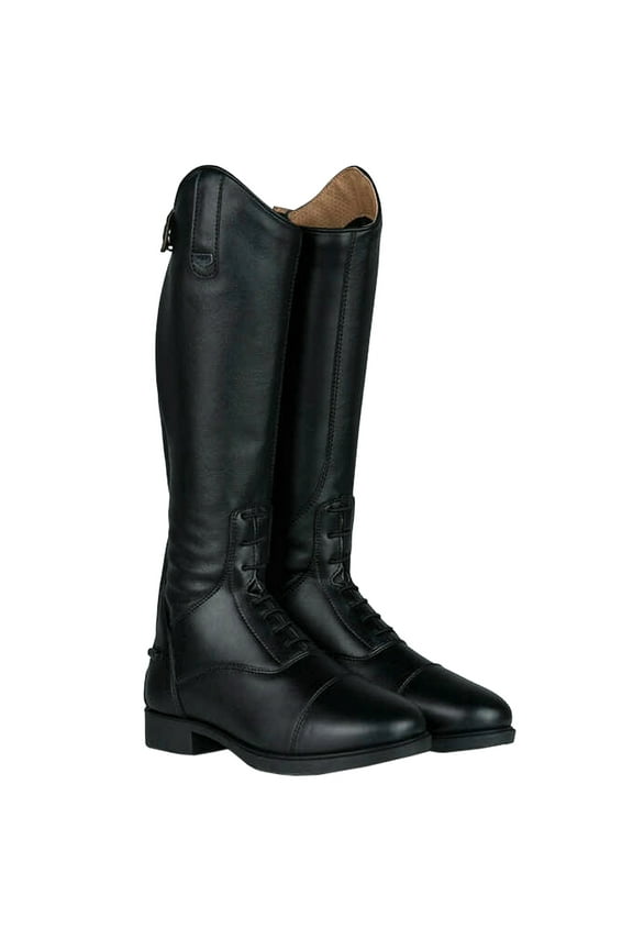 Rover Kids' Tall Field Boots, Starter Horse Riding Boots with Stretchy Easy-Fit Synthetic Leather and Rear Zipper - Black - 4