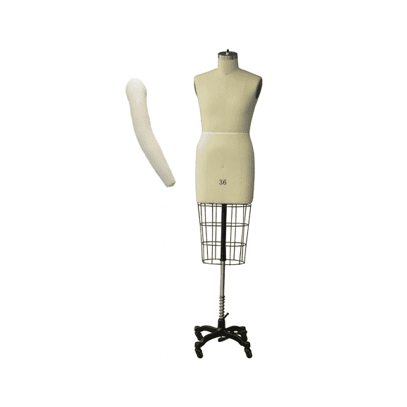 Size 36 Linen Half Body Pro Male Dress Form Mannequin with Arm