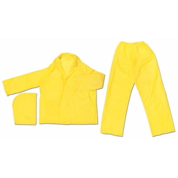 River City Garments 3X Yellow Zodiac .10 mm PVC Disposable 3 Piece Rain Suit (Includes Jacket With Front Snap Closure, Detached Hood And No Fly Bib Pants)