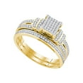 thumbnail image 1 of Size - 4.5 - Solid 10k Yellow Gold Round White Diamond Bridal Square Shape Solitaire Engagement Ring with Matching Wedding Band (1/3 cttw), 1 of 2