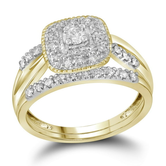 Size - 4.5 - Solid 10k Yellow Gold Round White Diamond Prong Set Wedding Band OR Fashion Ring (.36 cttw)