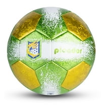 Size 4 Soccer Balls, Laser Leather Soccer Ball for Sport Training & Match Play - Vibrant Soccer Balls Gift Set with Pump for Kids and Youth(Green/Yellow)