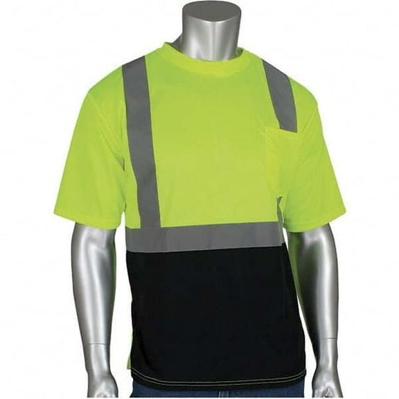 Size 4XL Black & Hi-Vis Yellow High Visibility Short Sleeve T-Shirt